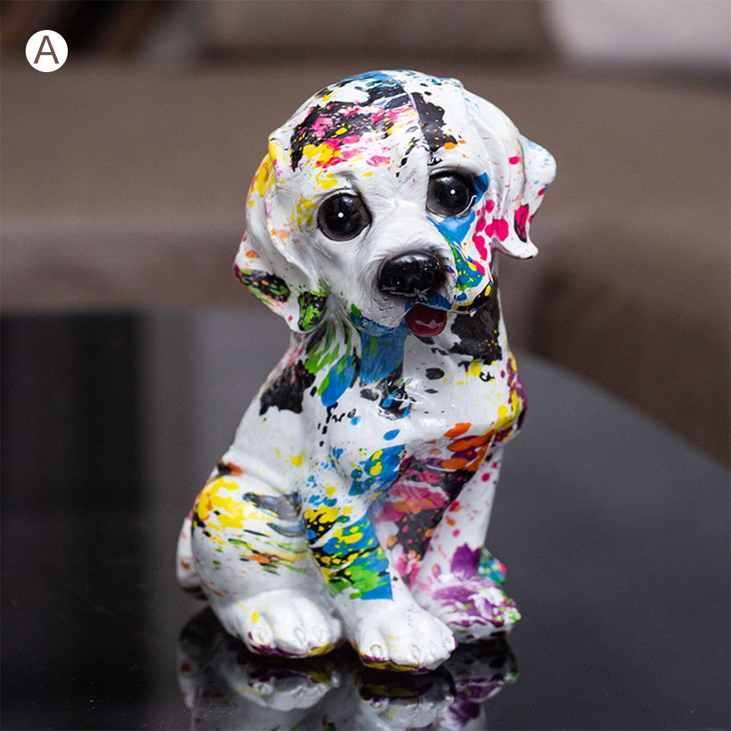 Dog Statue Animal Figurine Ornament Graffiti Art Sculpture