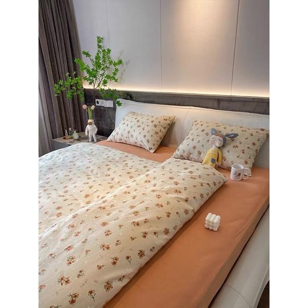 Bộ Chăn Ga Gối Cotton Living 100% Cotton Hàng nhập Khẩu Cao Cấp 4 Món Hoa Nhí Vintage