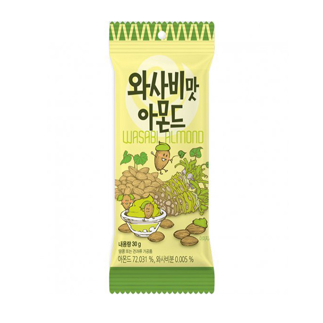 Hộp 12 Gói Hạt Hạnh Nhân Tẩm Wasabi Tom' Farm 30g