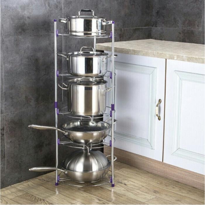 Kệ để đồ nhà bếp 5 tầng inox 304 cao cấp, giá để xoong nồi có thể thay đổi sang kệ 2 tầng, 3 tầng, 4 tầng
