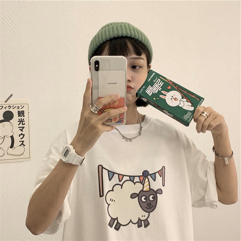 Áo Thun Nữ Tay Lỡ - Áo Phông Nam Nữ Form Rộng Freesize Vải Chất Cotton Mịn Mát Kita Unisex - SHEEP FESTIVAL