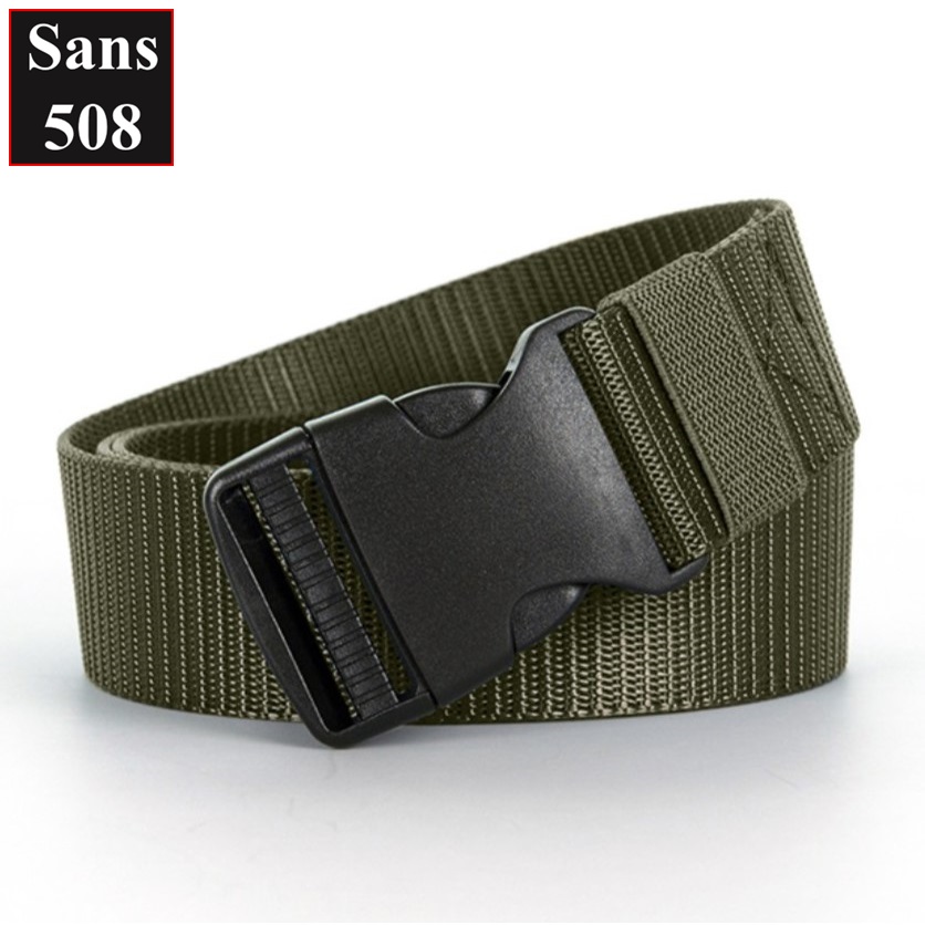 Dây lưng vải canvas dù Sans508 nam nữ unisex mặt nhựa khóa cài bền chắc nịt bố du lịch thể thao màu đen xanh rêu be nâu