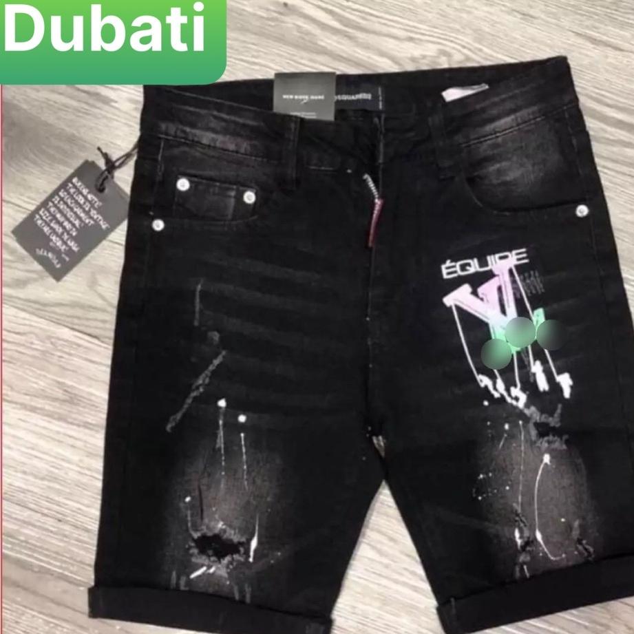 QUẦN SHORT SỌT LỬNG NGỐ CHẤT BÒ JEAN NAM ĐEN THÊU CO GIÃN THU ĐÔNG HÈ- BD 3075 CAO CẤP -DUBATI FASHION