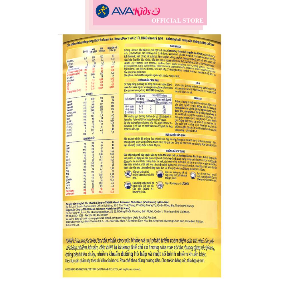 Sữa bột Enfamil A+ Neuropro số 1 830g (0 - 6 tháng) - Hàng Chính Hãng