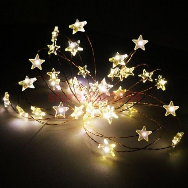 Đèn led đom đóm, fairylight trang trí hình ngôi sao 5m 50 bóng chạy pin AA