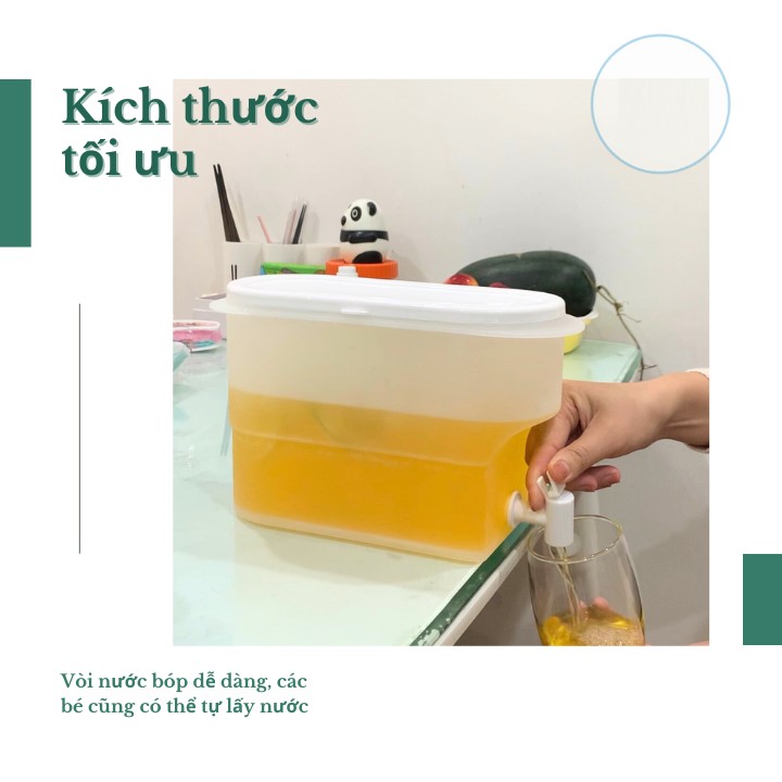 Bình đựng nước có vòi 3,5L Việt Nhật , Bình đựng nước trà, nước trái cây để trong tủ lạnh- Hàng chính hãng