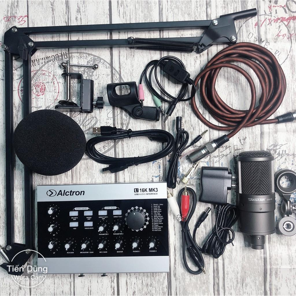 Mic live stream Sound card alctron U16k KM3 đi mic Takstar SM8B Chân dây livestream MA2- sound card k3 hỗ trợ nguồn 48V