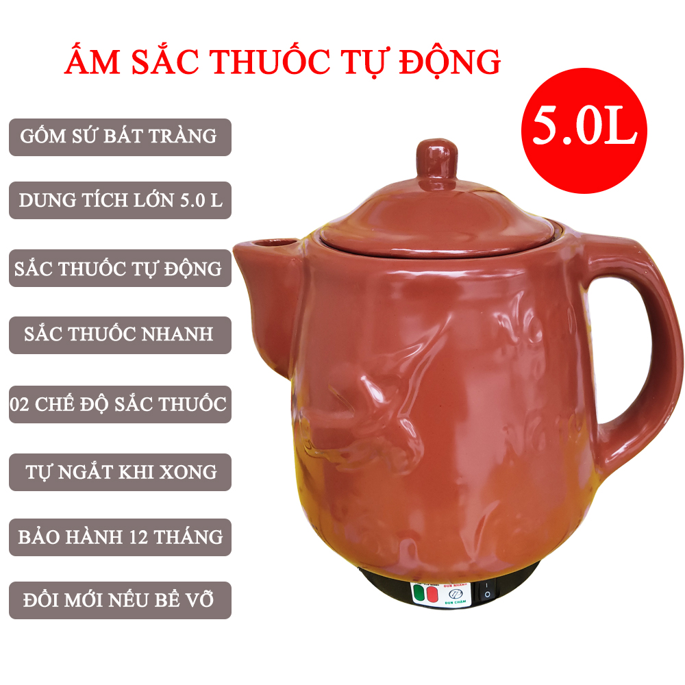 Ấm sắc thuốc bắc bằng điện tự động Xuân Tùng loại lớn dung tích 5.0L- hàng chính hãng.