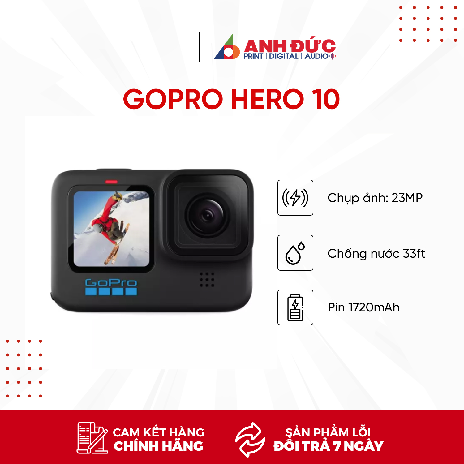 Máy Quay Hành Trình GoPro Hero 10 - Hàng Chính Hãng