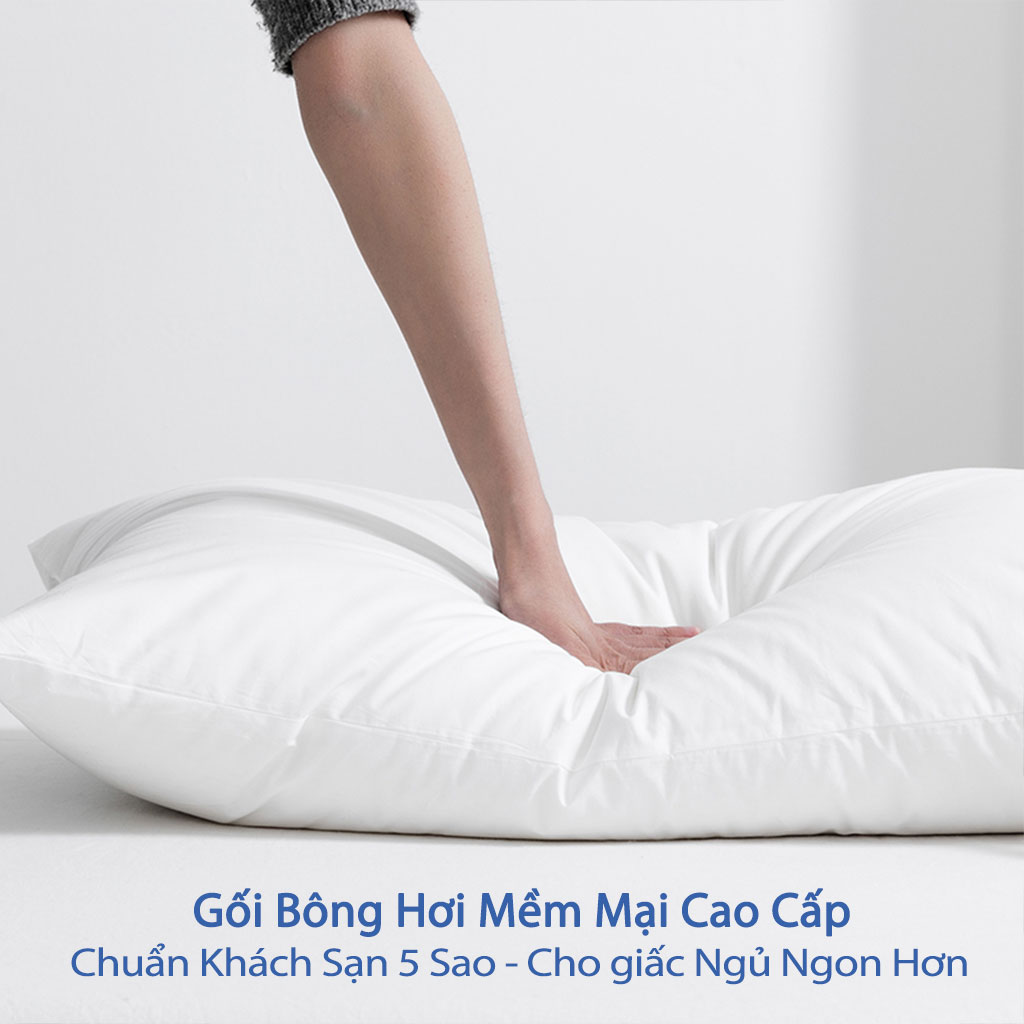 Gối Bông Hơi Cao Cấp Gối Hơi Nằm Ngủ Mềm Mại Kê Chống Mỏi Cổ Ruột Gối Bông Gòn Tư Nhiên Cao Cấp Cho Người Lớn 50x70 và 40x60