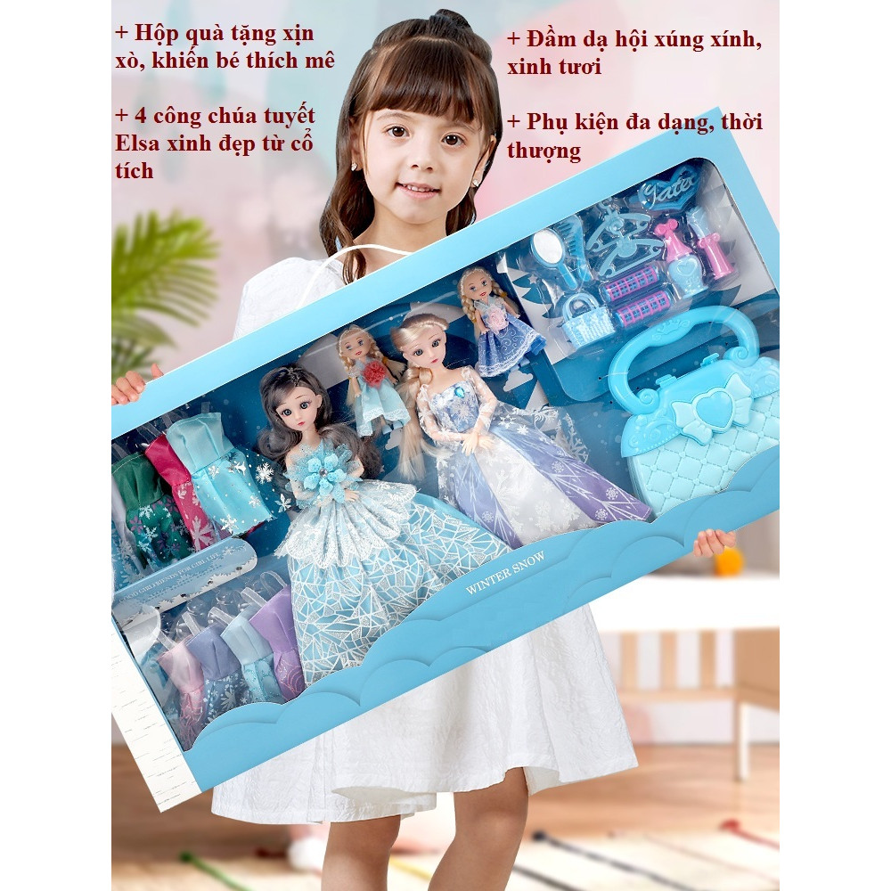 Bộ đồ chơi búp bê Barbie [Công chúa tuyết Elsa]-Hộp quà tặng sang trọng cho bé