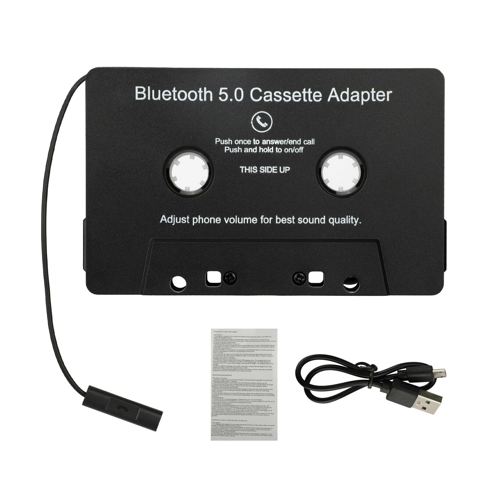 Universal Cassette to Aux Adapter with Stereo Audio with Built-in Battery