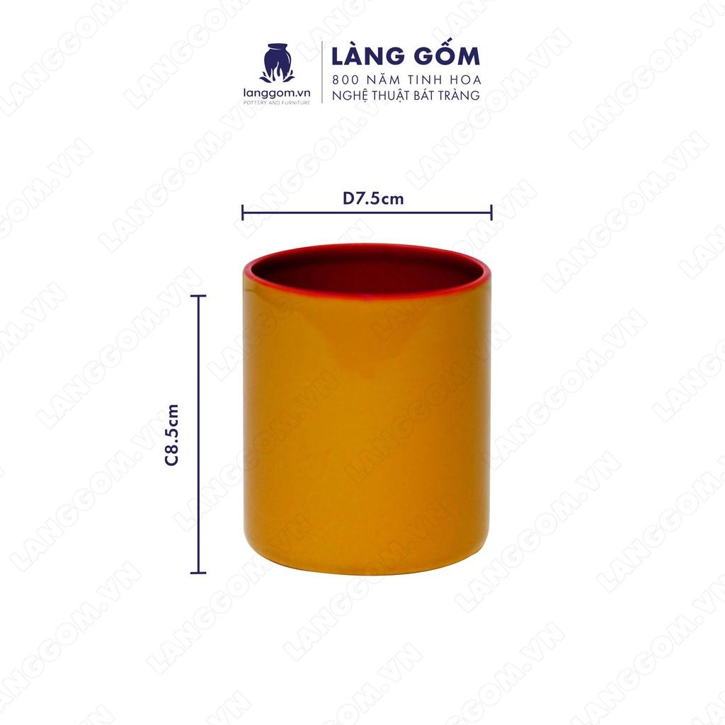 Set Cốc đĩa 2 màu  Men mát - Màu Cam - Kích thước: C8.5 x D7.5 cm - Gốm sứ Bát Tràng - langgom.vn