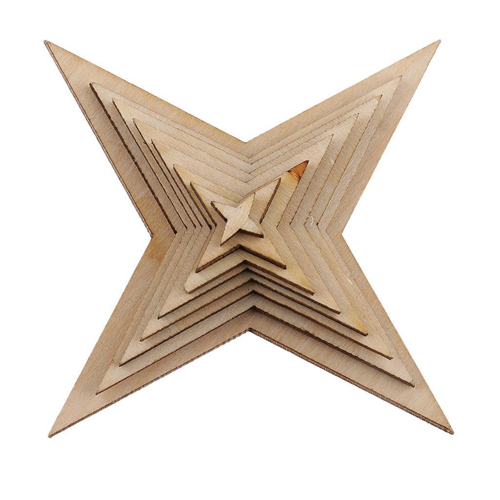 High Quality Blank 4 Point Star Shapes Rustic Wooden Embellishments DIY Wooden Name Card Unfinished Wood Plaque Sign DIY Decoration Wood Art Craft 10/20/30/40/50/60/70/90mm