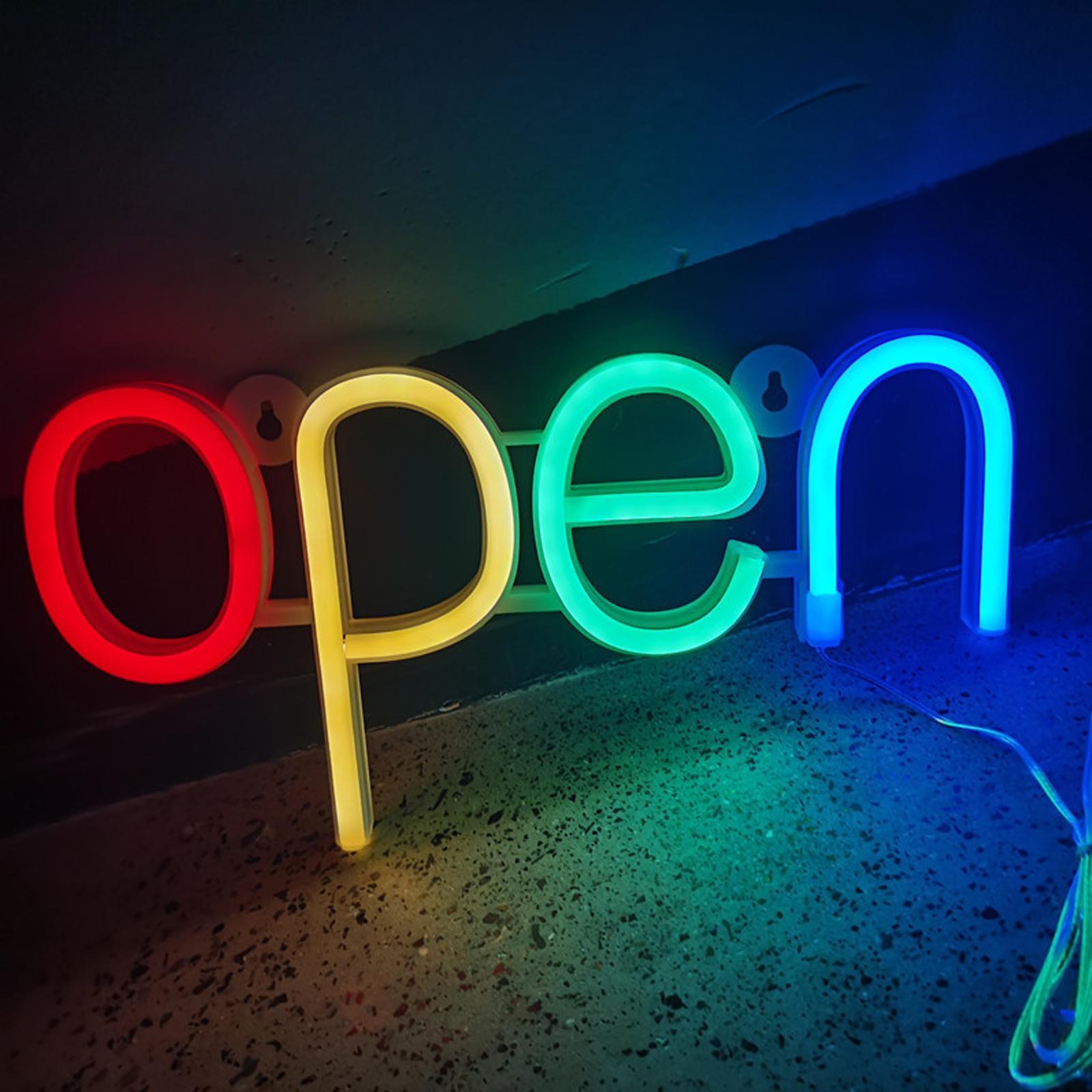 LED Open Sign Lighting Neon Lights Wall Hanging Cafe Shop Display Pub