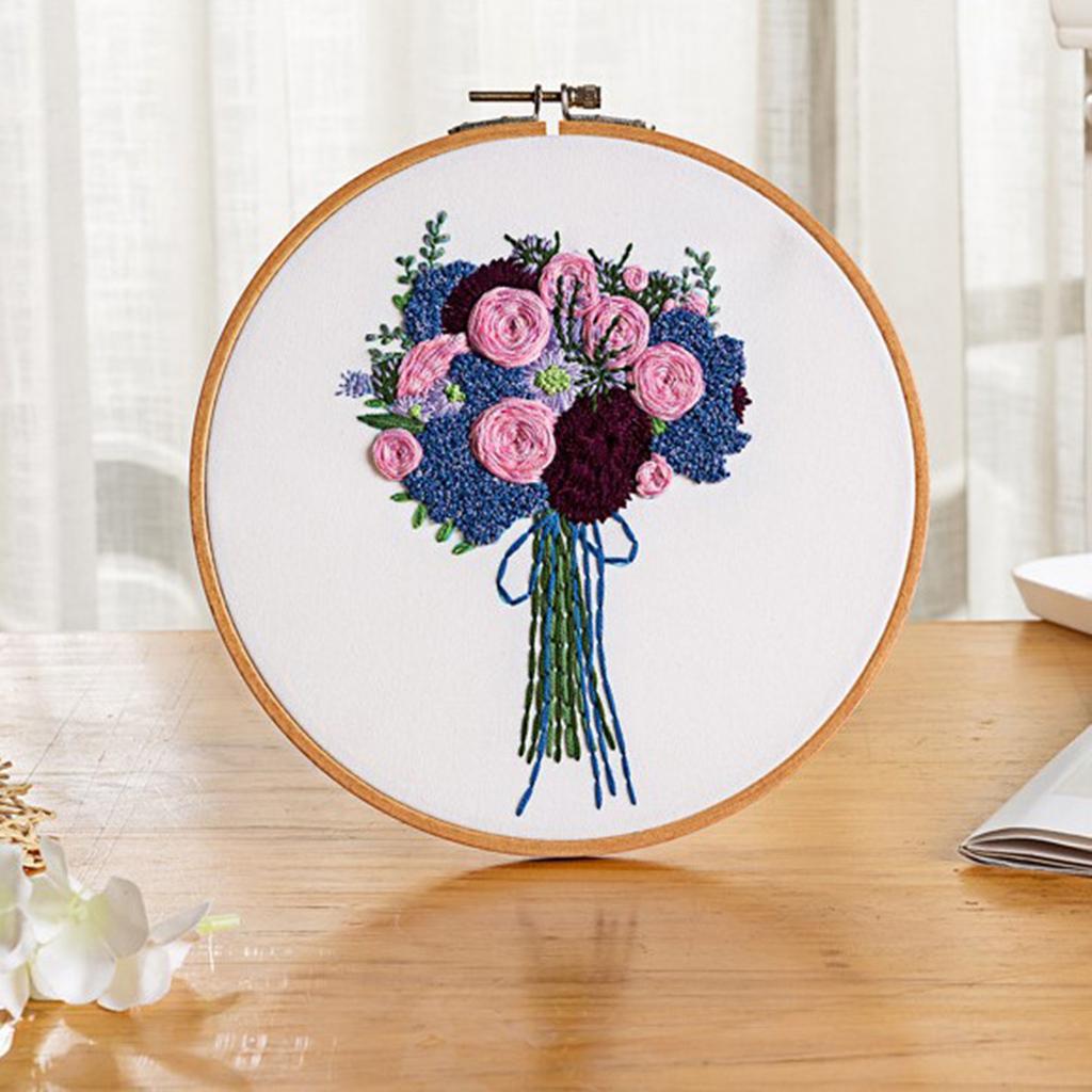 Printed Cross Stitch Kit Embroidery Kits Flower Pattern Crafts Multicolor 1