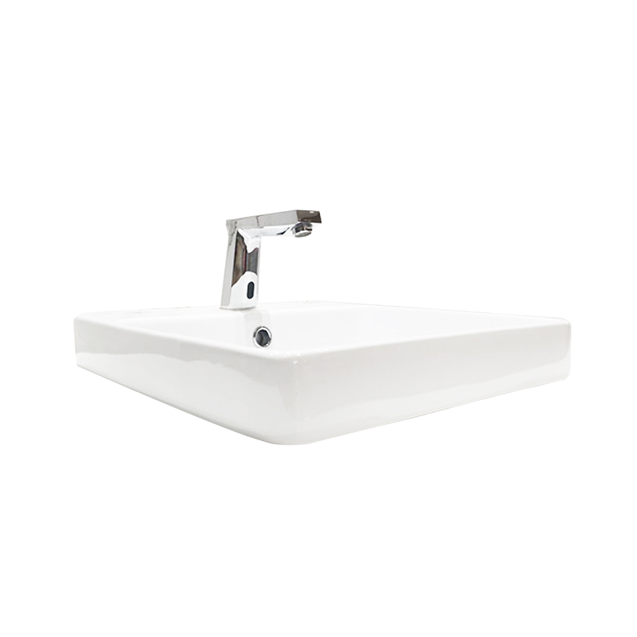 Lavabo bán âm bàn Viglacera V24 men sứ bền sáng, lỗ xả tràn xả sạch nước, kháng khuẩn dễ vệ sinh - Hoa Sen Home - Hàng chính hãng