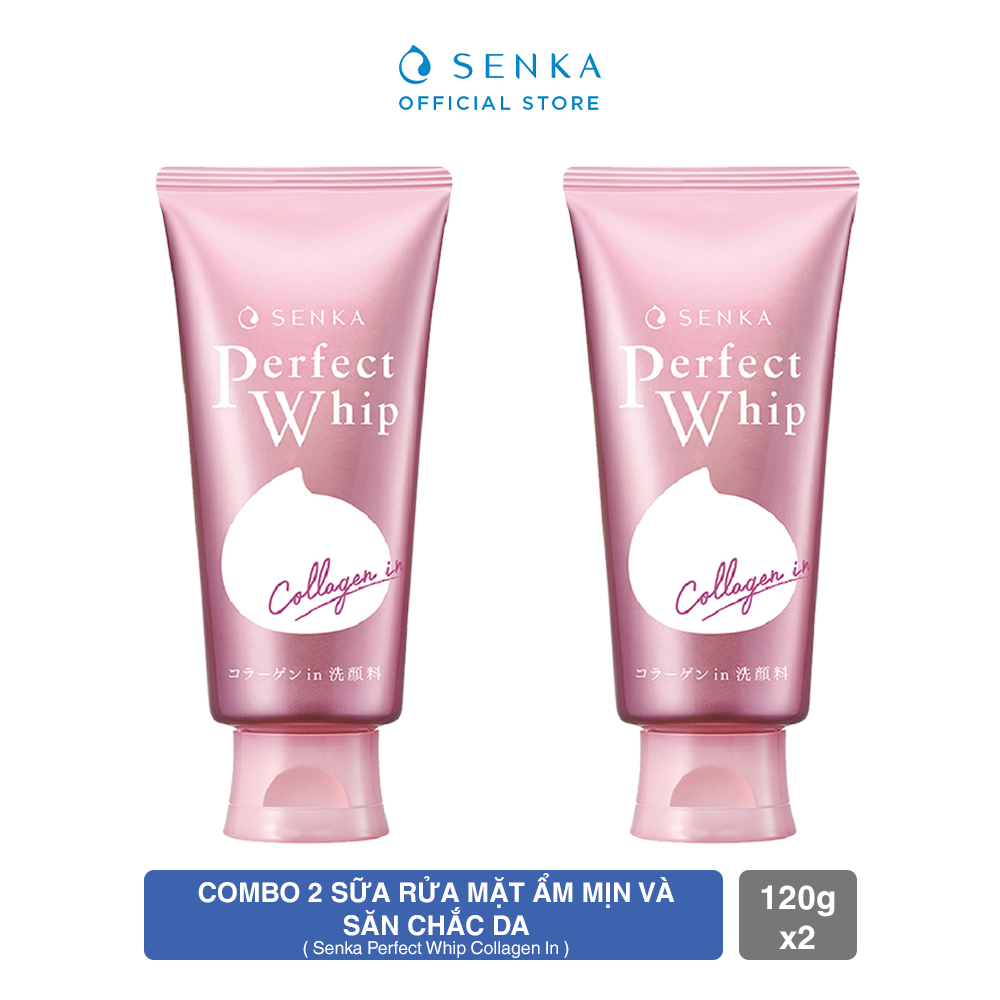 Bộ đôi Sữa rửa mặt tạo bọt Collagen cho da Khô - Sạch Sâu SENKA PERFECT WHIP COLLAGEN IN 120g