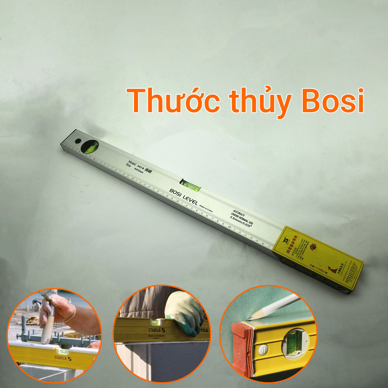 Thước Thủy Nivo có Từ 60cm Bosi