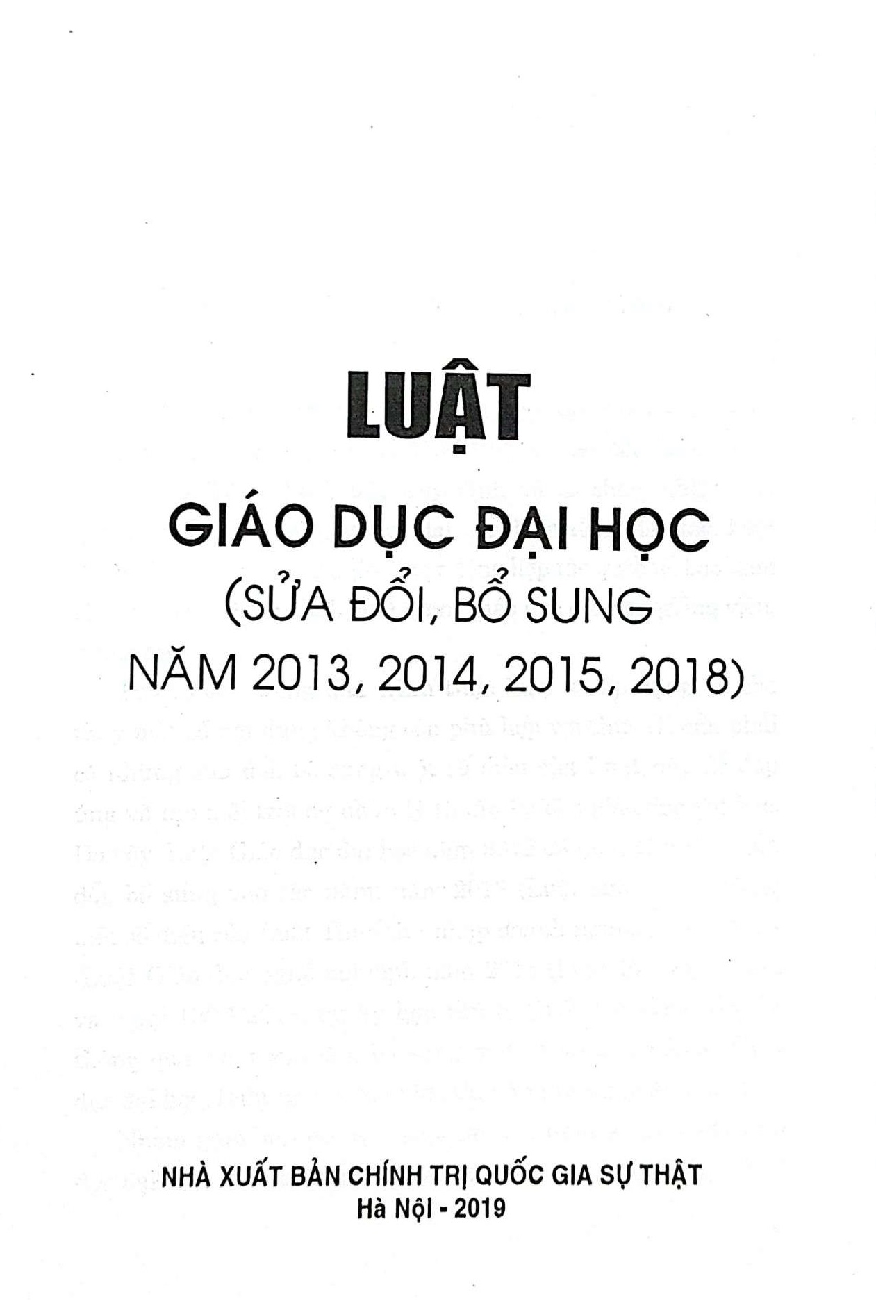 Luật Giáo dục đại học (Sửa đổi, bộ sung 2013, 2014, 2015, 2018)