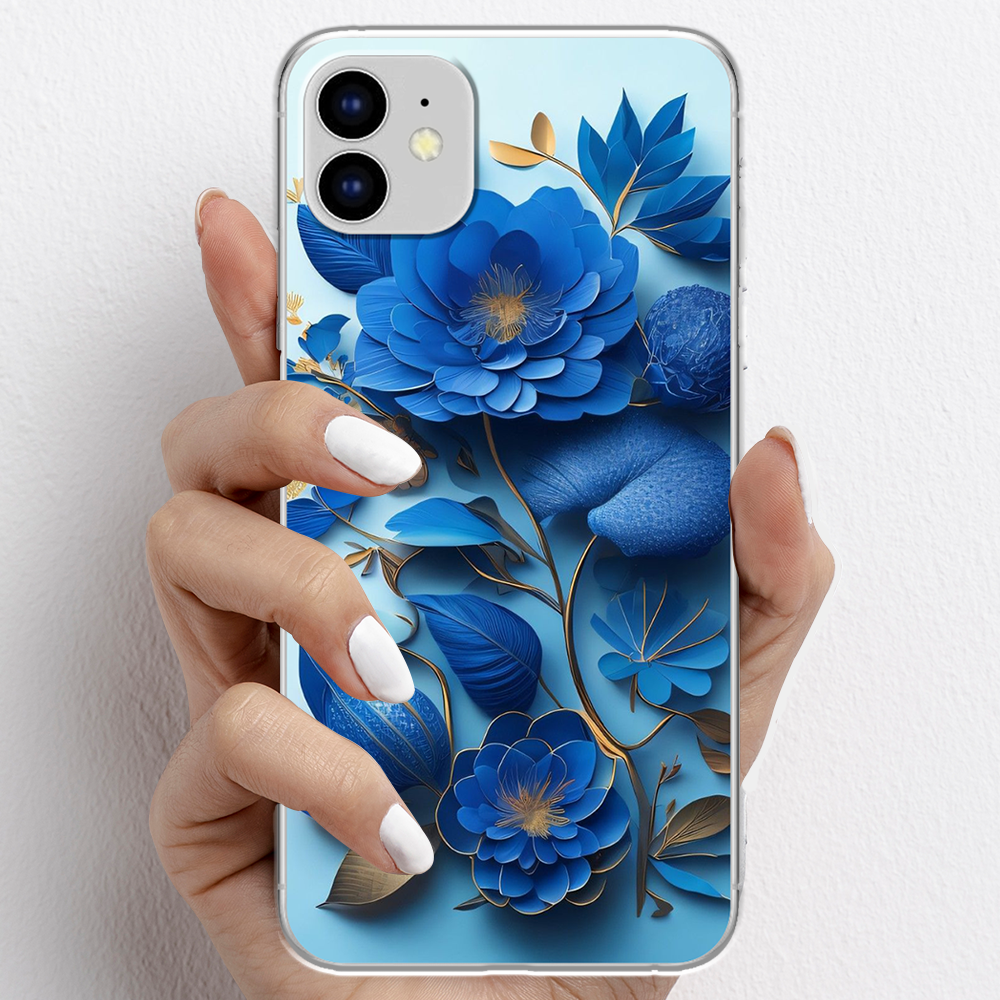 Ốp lưng cho iPhone 11 nhựa TPU mẫu Hoa xanh dương