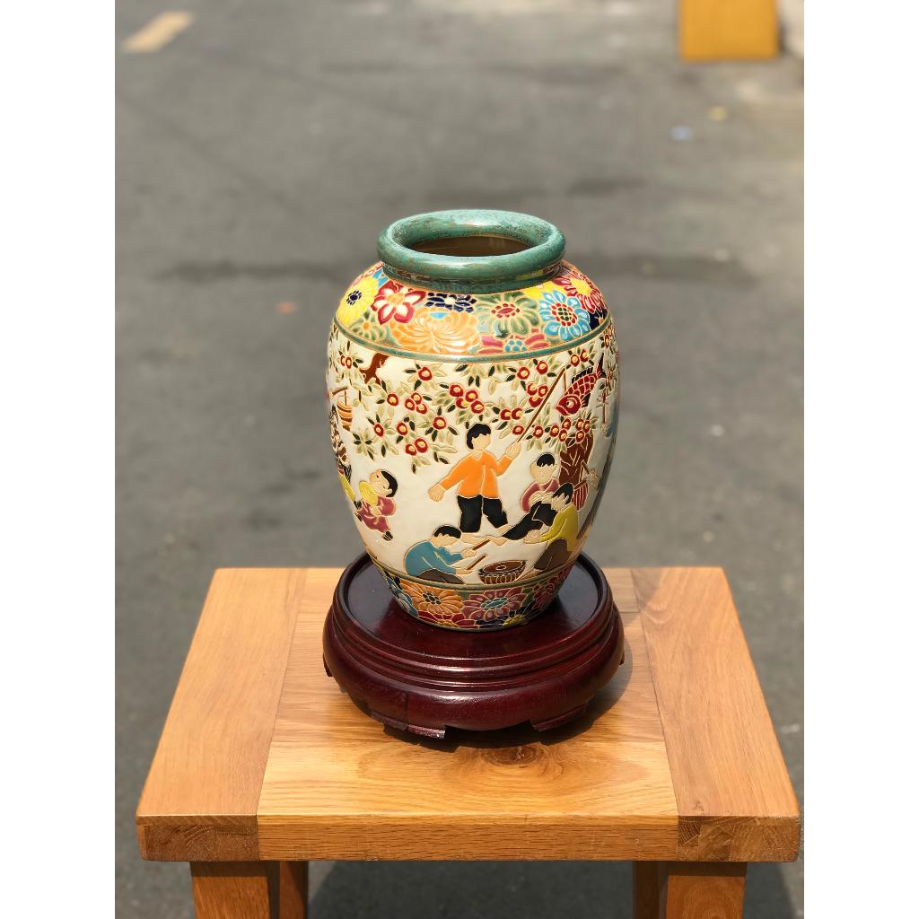 BÌNH HOA GỐM SỨ THỦ CÔNG NAM BỘ HỌA TIẾT TẾT TRUNG THU CĂM HOA TRANG TRÍ DECOR