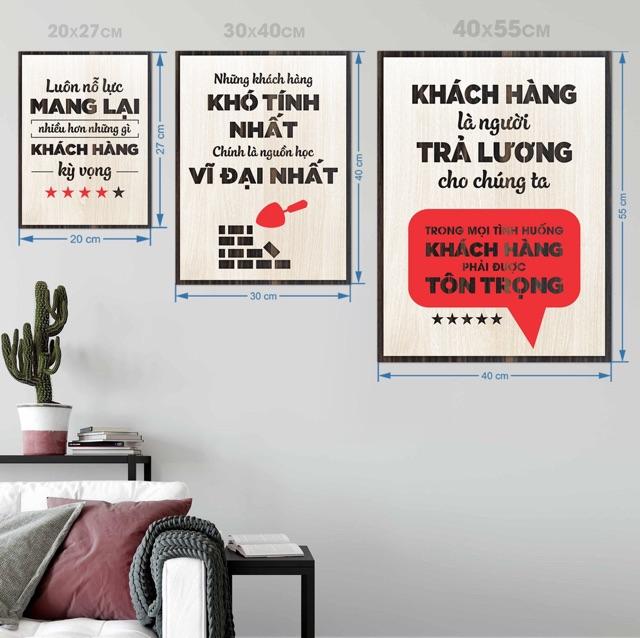 Tranh Động Lực Treo Tường bằng Gỗ TBIG051 decor phòng giám đốc "những khách hàng khó tính nhất chính là nguồn học vĩ đại nhất"