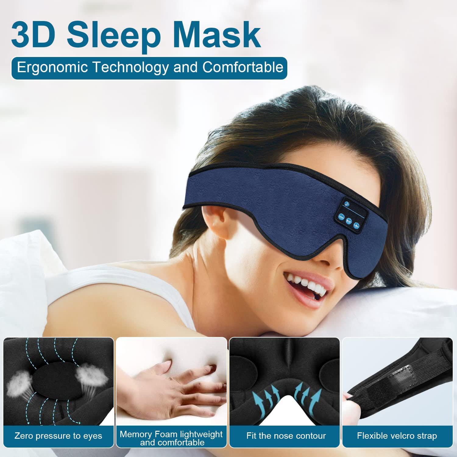 Tai nghe giấc ngủ 3D Bluetooth 5.0 Bang không dây Đồ trang trí mặt nạ thoáng khí cho mắt để ngủ ở phía quà tặng