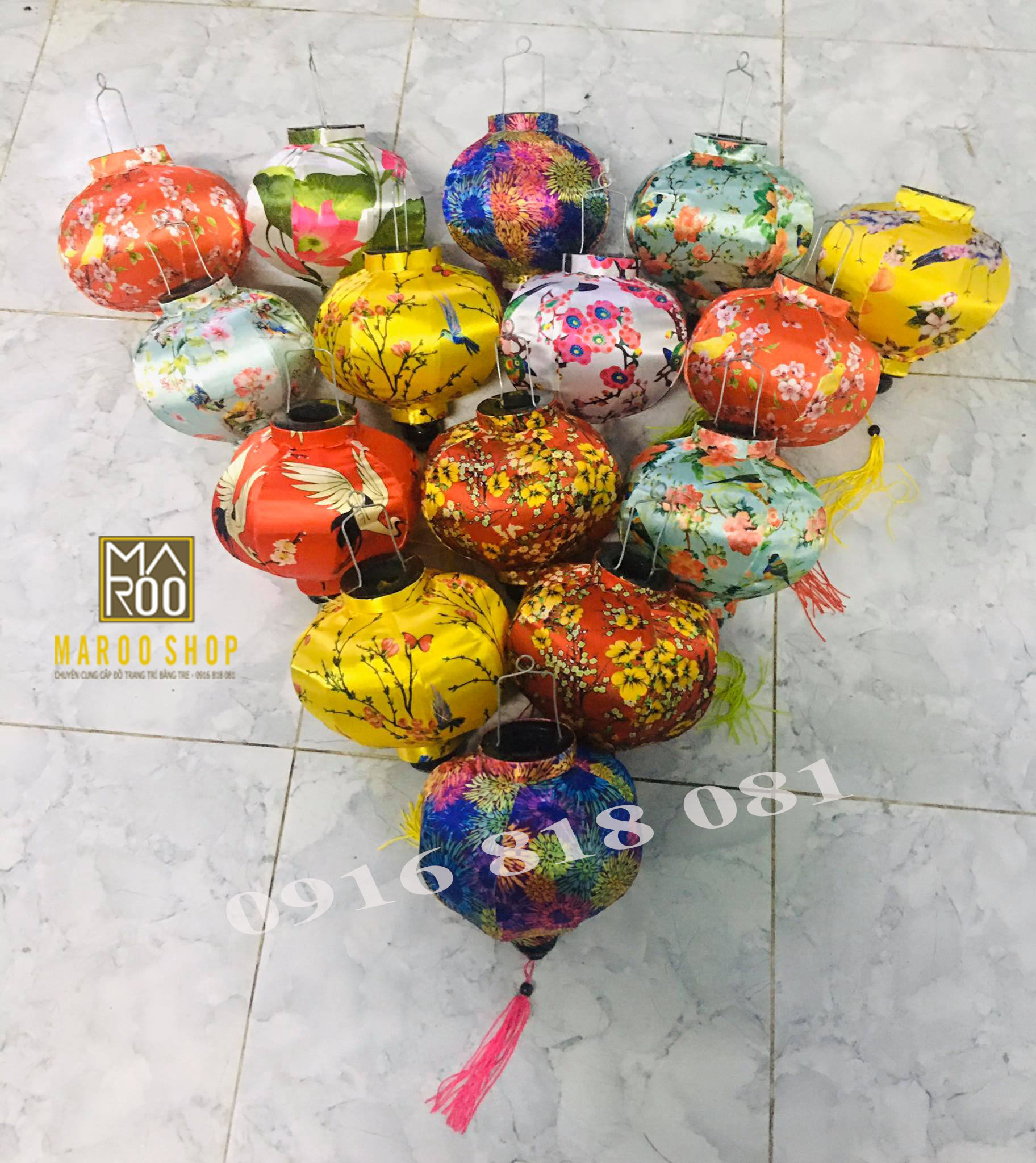 COMBO 30 ĐÈN LỒNG HỘI AN MIX NHIỀU MÀU NHIỀU KIỂU VỚI 2 CHẤT LIỆU VẢI PHI TRƠN VÀ HỌA TIẾT