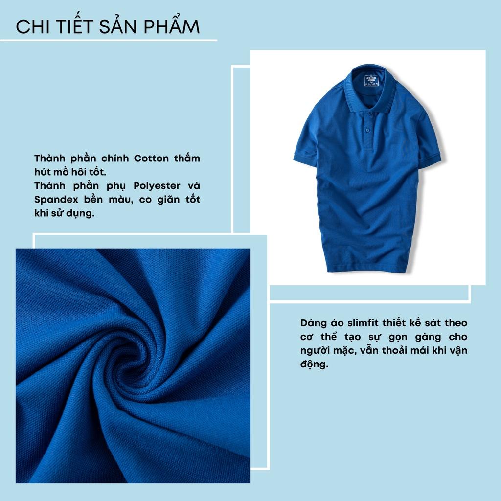 Áo polo nam ADINO màu xanh đậm phối viền chìm vải cotton co giãn dáng công sở slimfit hơi ôm trẻ trung AP83