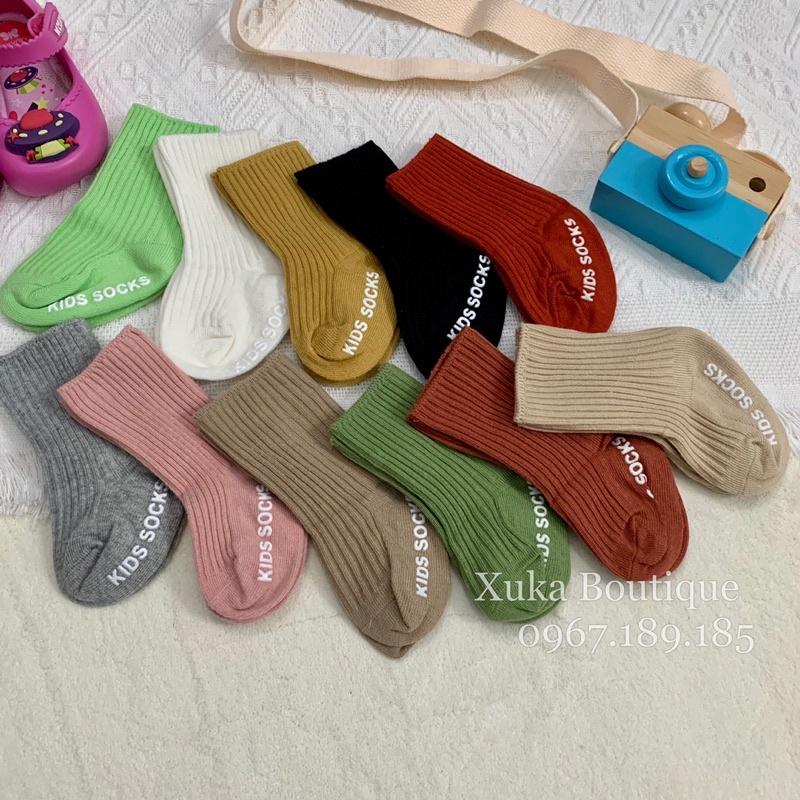 Tất Vớ KIDS SHOCKS cotton co giãn tốt, Tất trơn gân chống trượt nhiều màu Hàng Đẹp (Mỗi đôi được đóng trong 1 túi