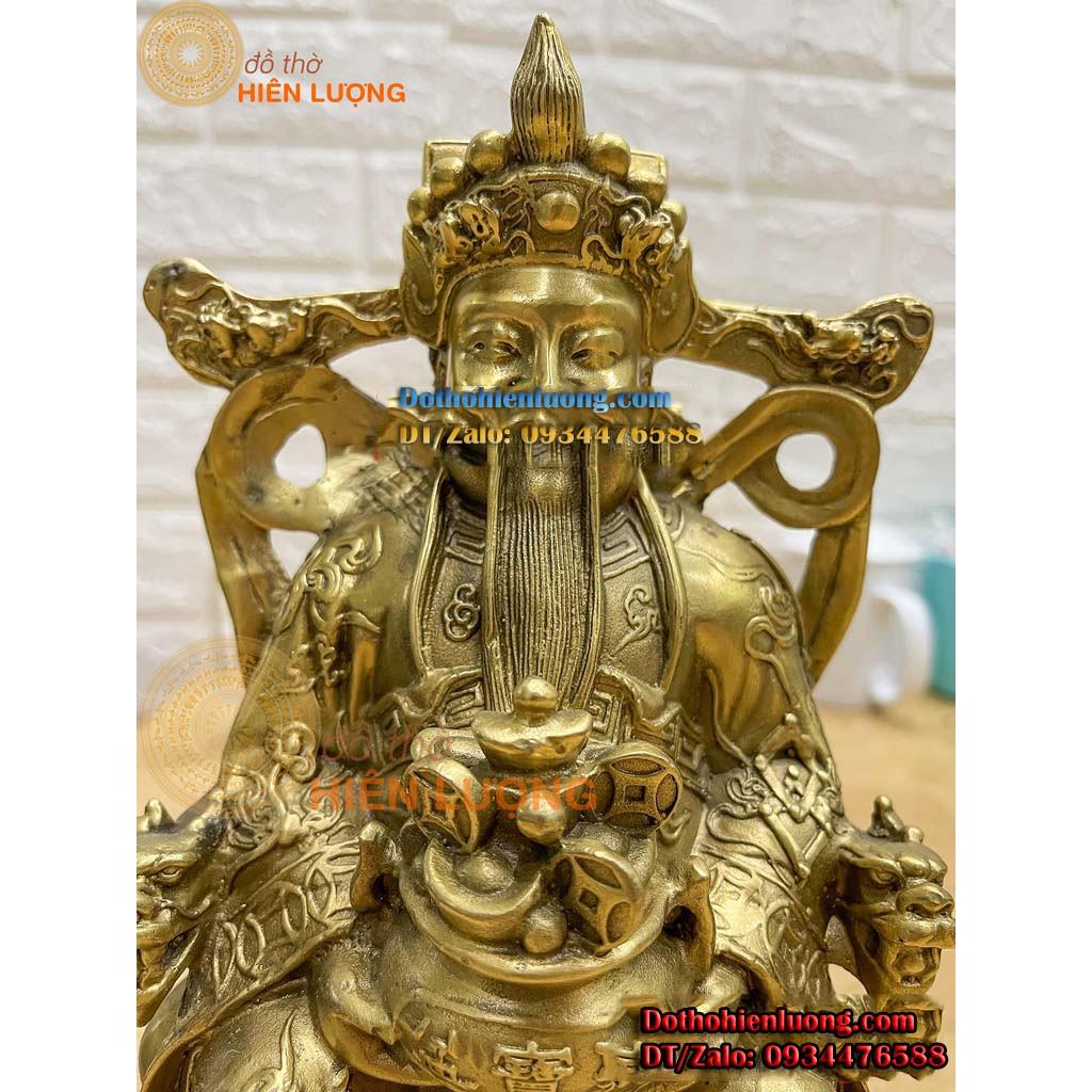 Tượng Ông Phát - Thần Tài Lộc Bằng Đồng Vàng Nguyên Chất Cao 23cm Đẹp Tinh Xảo