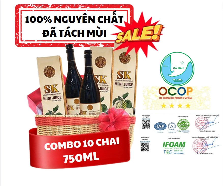 Combo 10 chai Nước cốt trái nhàu SK Noni Juice Premium 750ml