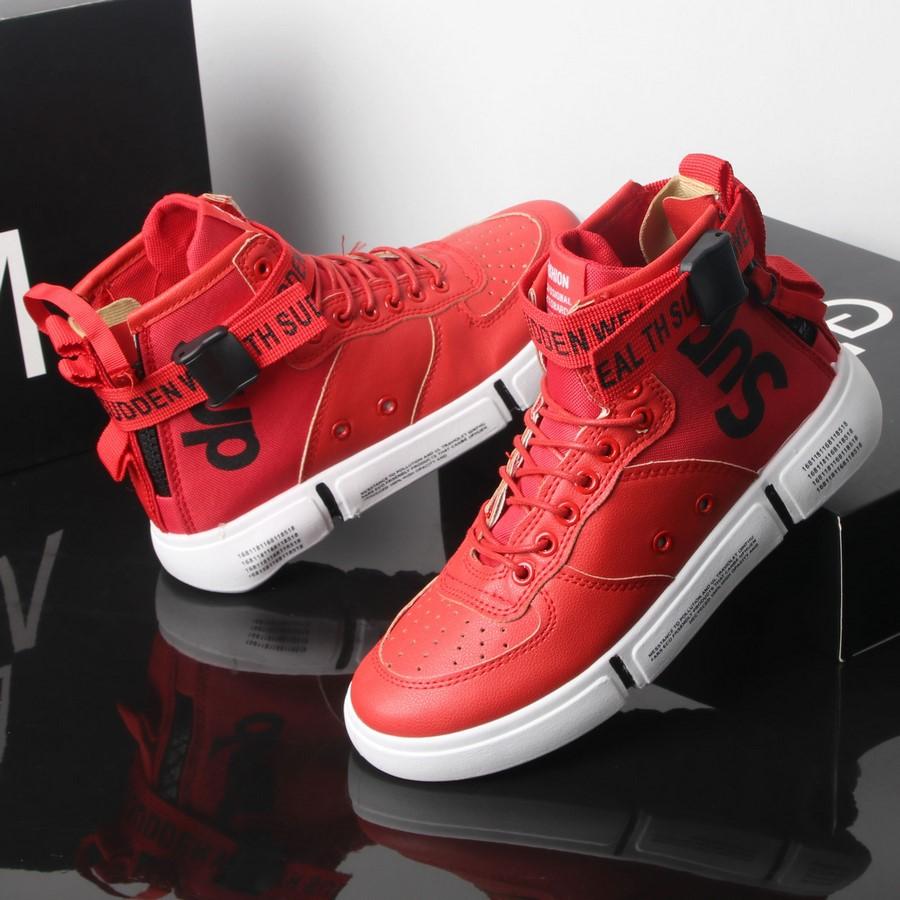 Giày sneaker cổ cao full đỏ thời trang đi đầu 2019 GN386 Gấu Nâu