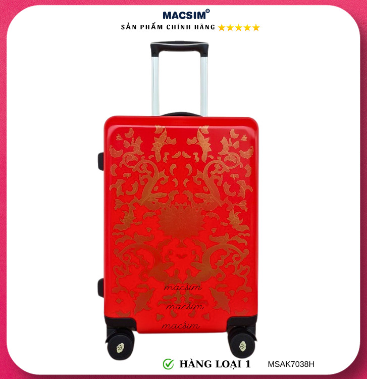 Vali cao cấp Macsim Aksen hàng loại 1 MSAK7038H cỡ 20 inch màu Black, Red