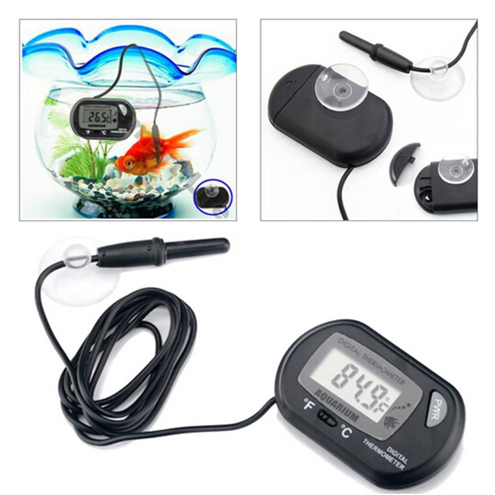 Nhiệt kế hồ cá kỹ thuật số Cảm biến màn hình LCD day màu đen