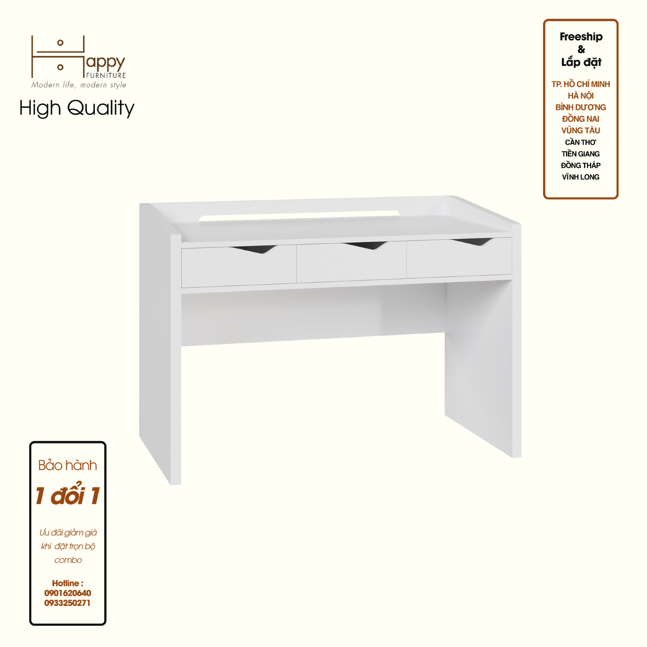 [Happy Home Furniture] WINNI, Bàn làm việc 3 ngăn kéo, 120cm x 59cm x 83cm ( DxRxC), BAN_078