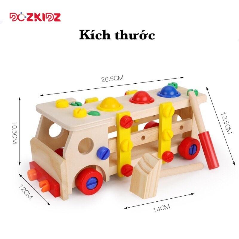 Đồ chơi gỗ vận động - Ô tô lắp ráp kết hợp đập bóng - DOZKIDZ