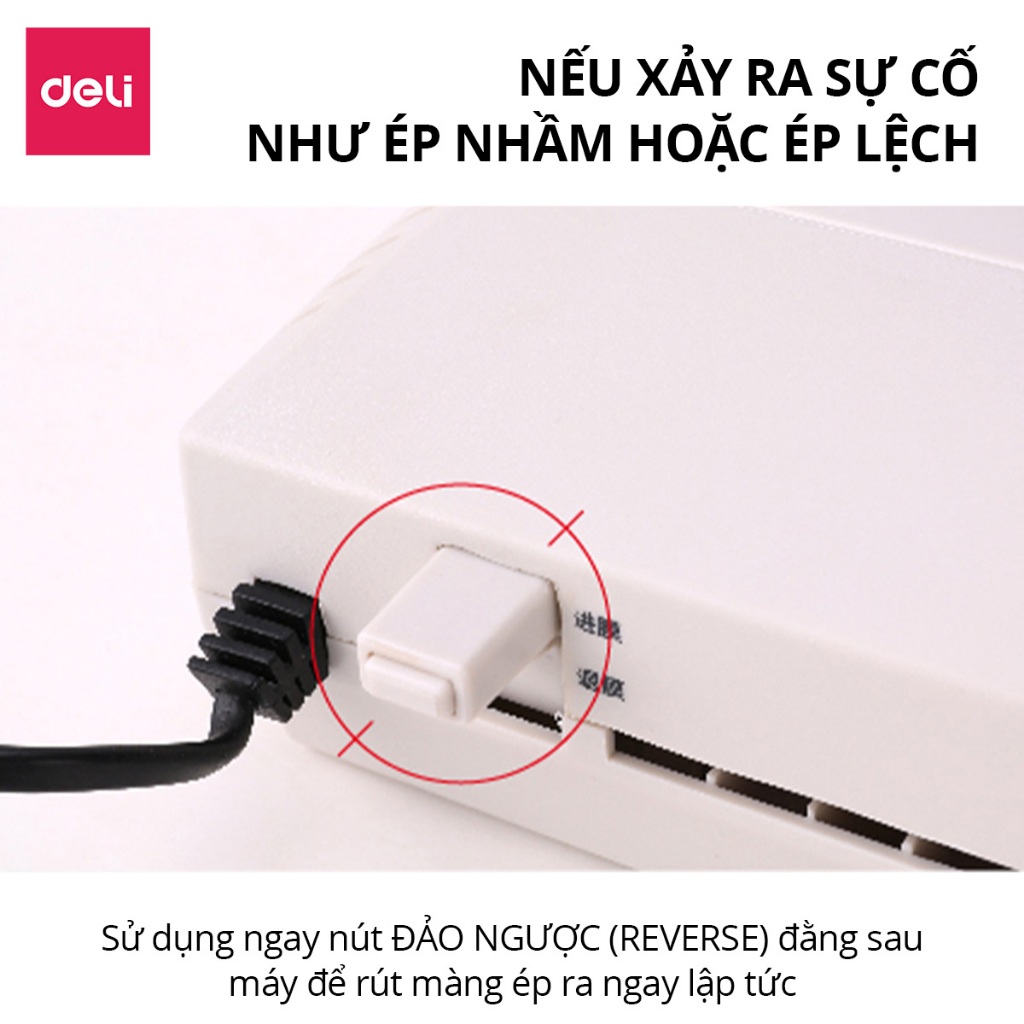Máy Ép Plastic Khổ A3 DELI 3899 Máy Ép Nhiệt Bảo Vệ Tài Liệu Máy Cán Màng Ảnh Ép Giấy Tờ Poster