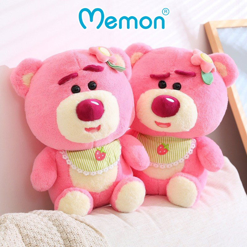 Gấu Bông Lotso Hugging Bear Baby Yếm Ngồi 35cm-55cm Cao Cấp Memon, Gấu Dâu Lotso Hugging Bear