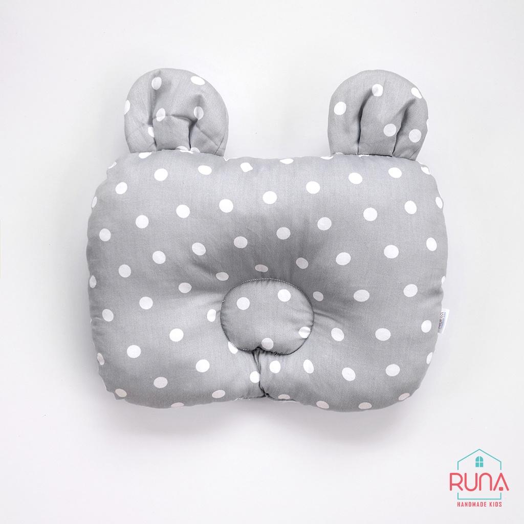 Gối lót chống bẹp đầu cho trẻ sơ sinh RUNA KIDS Cotton Hàn 100% hình tai thú đáng yêu mềm mịn giúp bé ngủ ngon