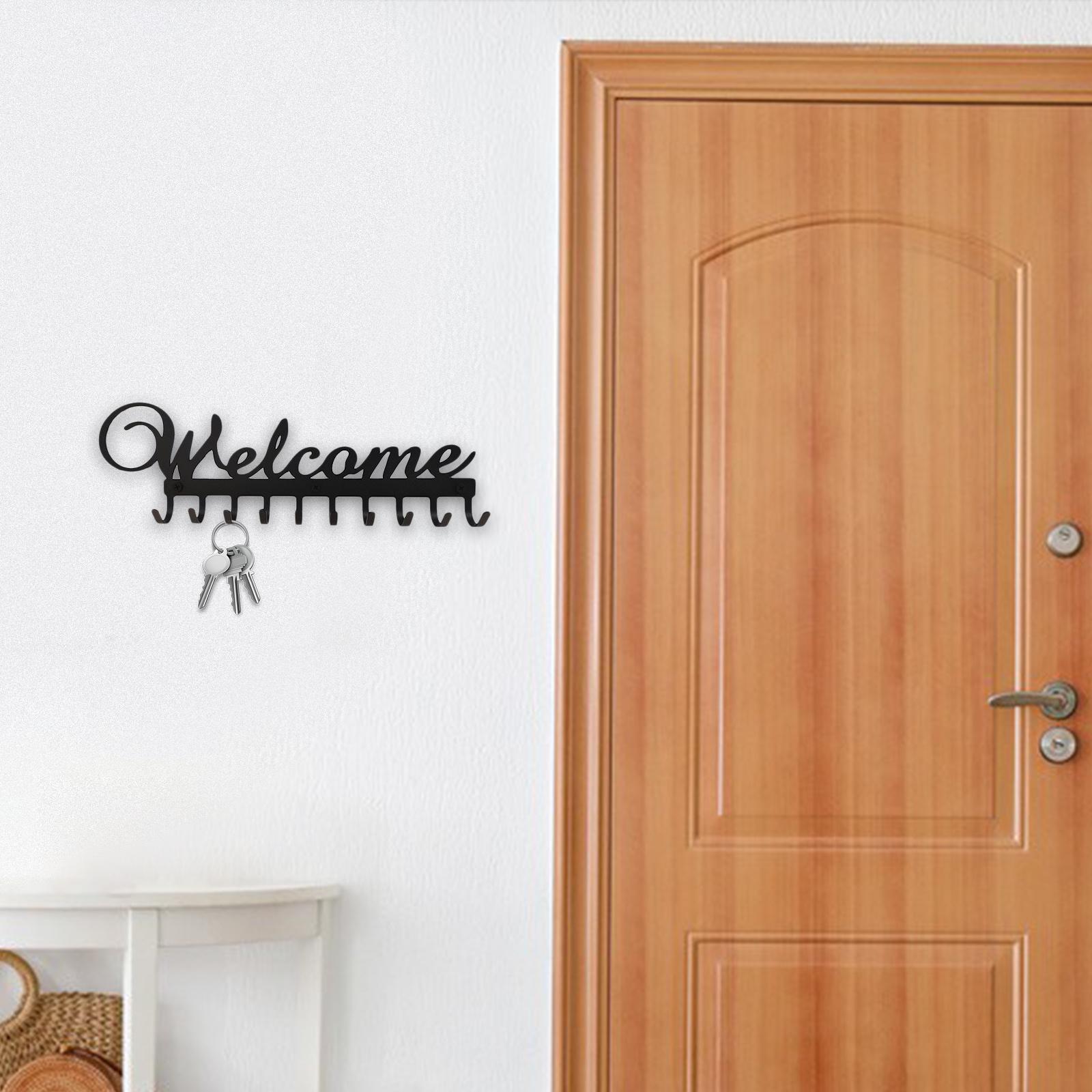 Welcome Wall Mounted Key Holder 10 Hooks Key Hooks Decorative for Front Door