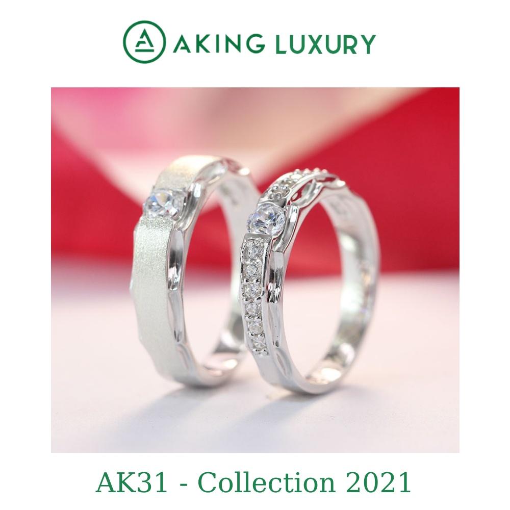 Nhẫn cặp AK31 cao cấp, Nhẫn nam, nhẫn nữ được thiết kế đồng điệu, điểm nhấn những viên đá tạo sự sang trọng