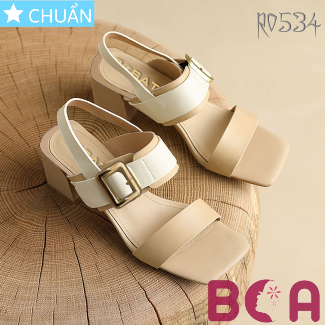 Giày cao gót nữ 5p RO534 ROSATA tại BCASHOP kiểu dáng sandal, phối màu sành điệu cùng chất liệu da êm chân - màu da