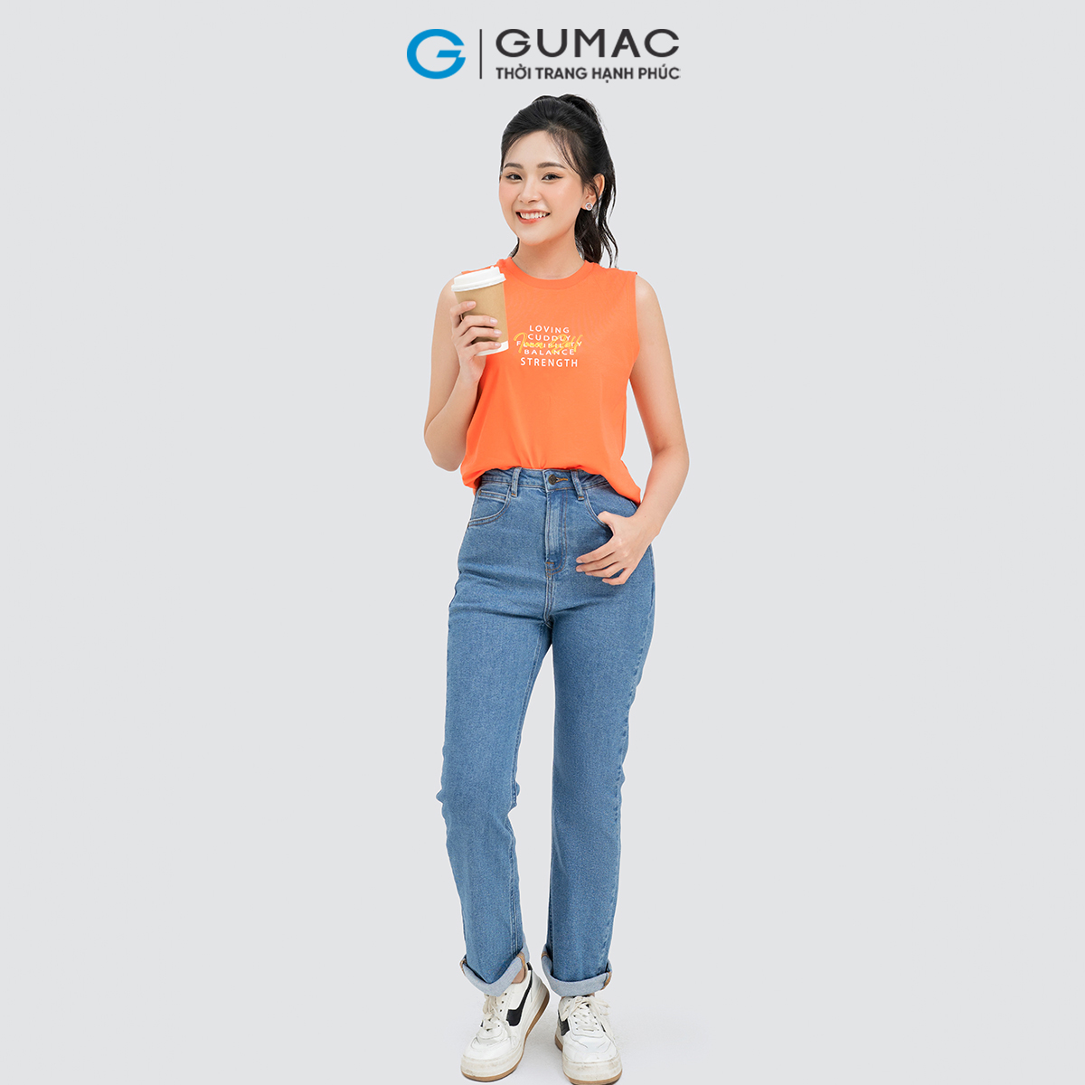 Quần jeans nữ ống đứng tôn dáng trẻ trung năng động thời trang Gumac QJD04051