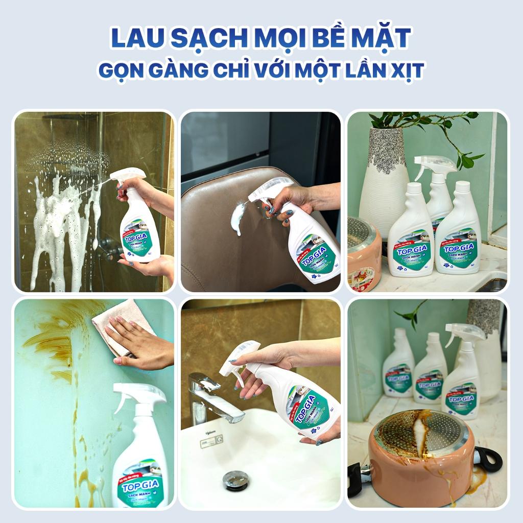 Combo 3 chai xịt tẩy đa năng TOPGIA 500ml: làm sạch vết bẩn, khử mùi, kháng khuẩn hiệu quả