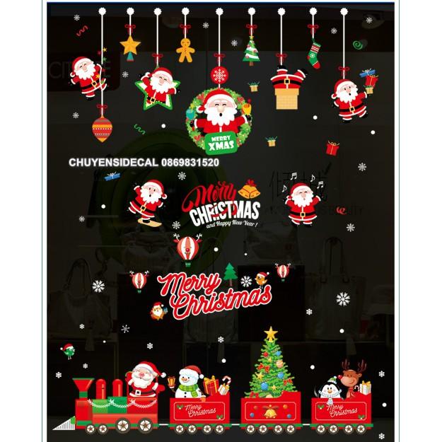 COMBO Decal dán tường Noel - Rèm Noel đỏ kết hợp Đoàn Tàu mới