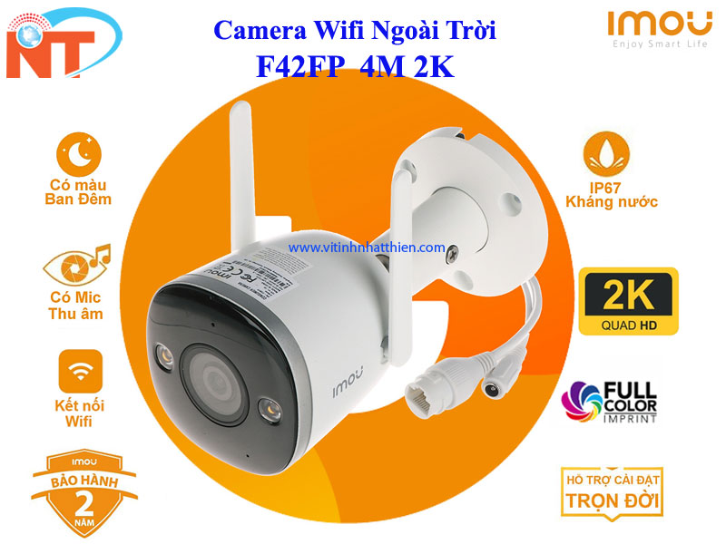 CAMERA WIFI IMOU NGOÀI TRỜI IPC F42FP IMOU 4MP 2K TÍCH HỢP MIC - CÓ MÀU BAN ĐÊM - hàng chính hãng