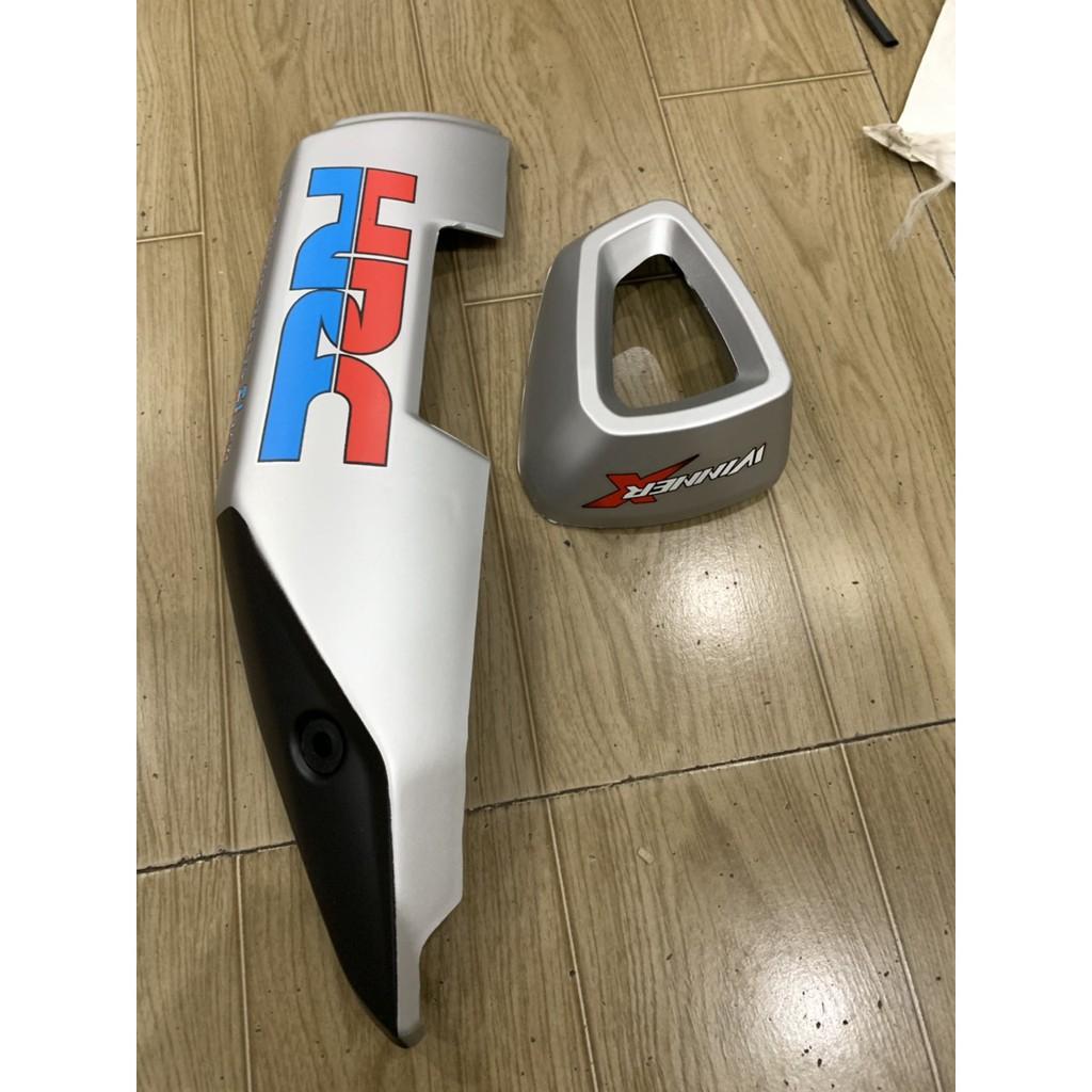 Chụp đích pô và ốp pô xe winner x màu bạc