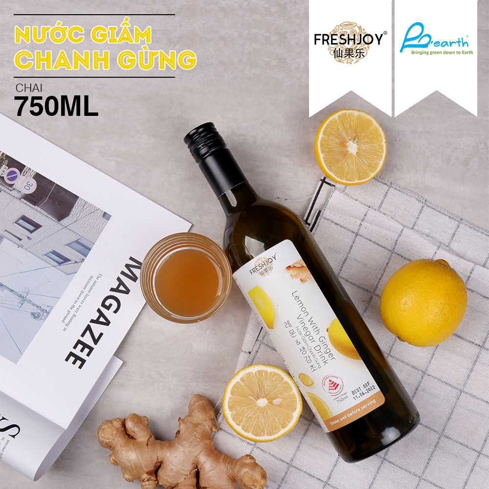 Nước giấm uống vị Chanh Gừng thanh lọc cơ thể, giảm cân, đẹp dáng FRESHJOY 750ML